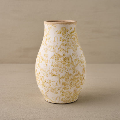 Distressed Tan Floral Vase